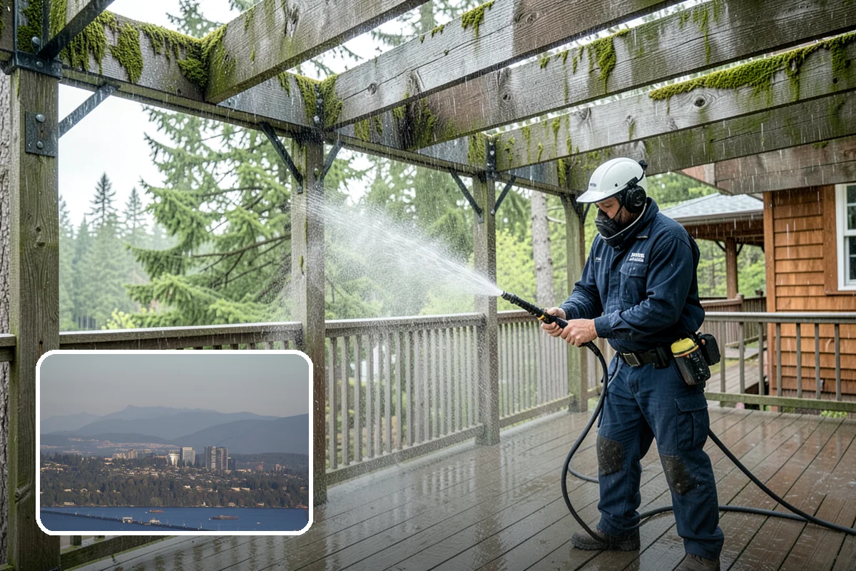 Deck Washing in Medina, King County, WA - Lifts algae, mildew, and grey weathering