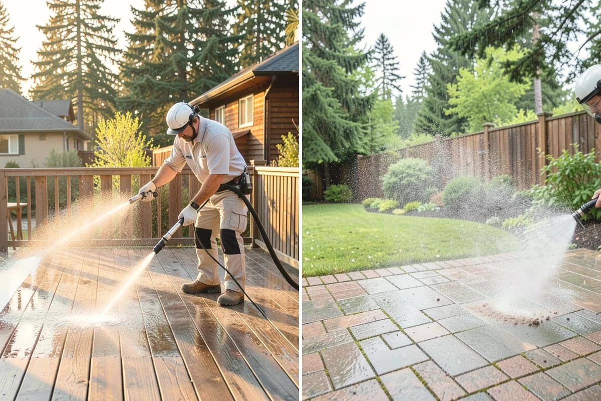 Deck Washing in Mill Creek, Snohomish County, WA - Clear the deck and protect nearby plants