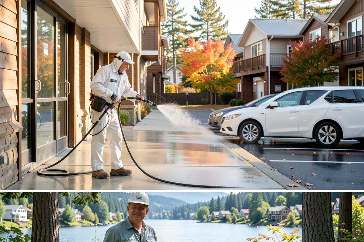 Deck Washing in Milton, King County, WA - Wash decks in early summer so the wood can dry and take a finish before fall.