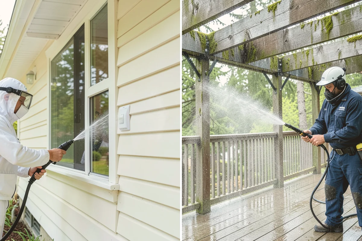 Deck Washing in Newcastle, King County, WA - Clear the deck and protect nearby plants