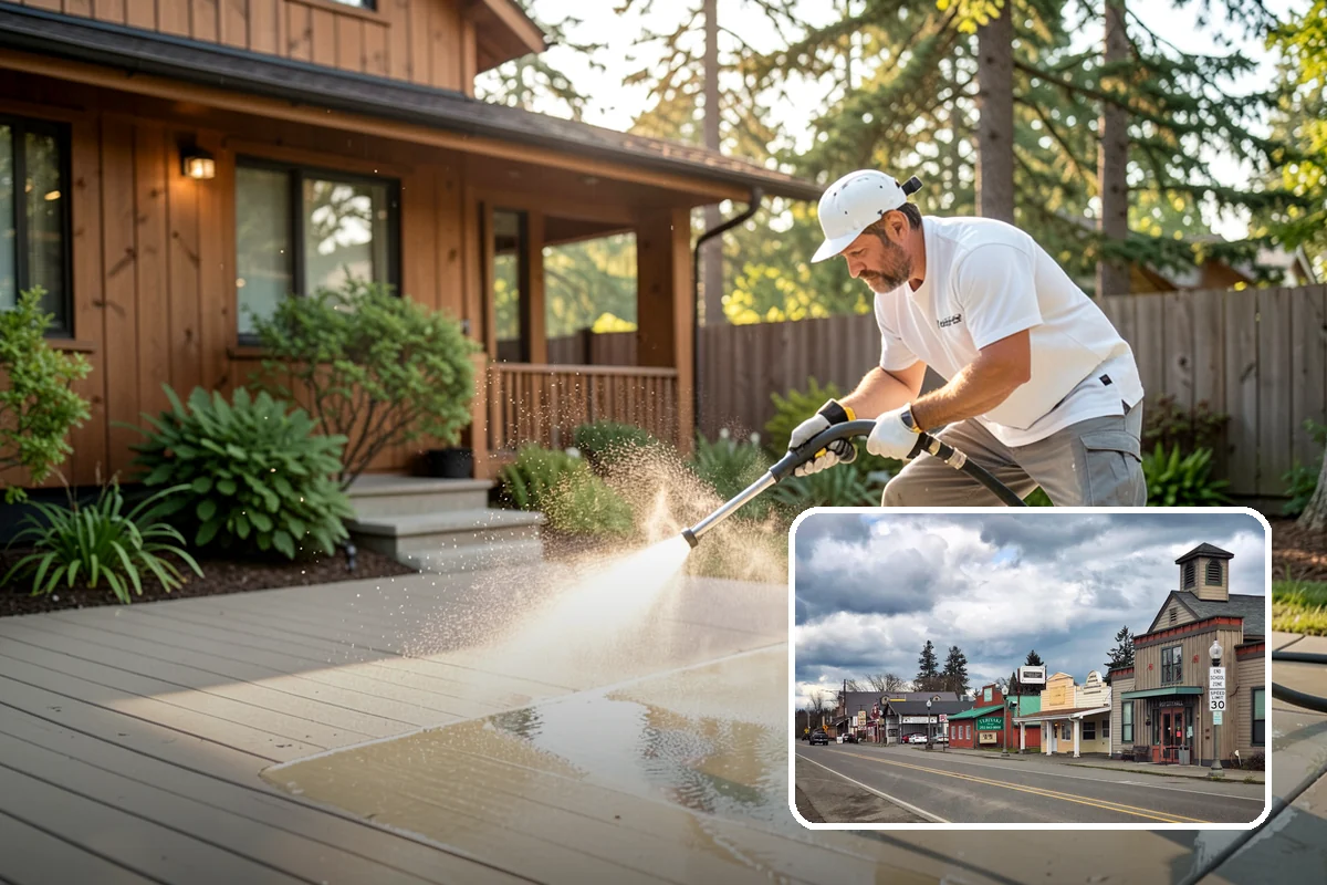 Deck Washing in Roy, Pierce County, WA - Lifts algae, mildew, and grey weathering