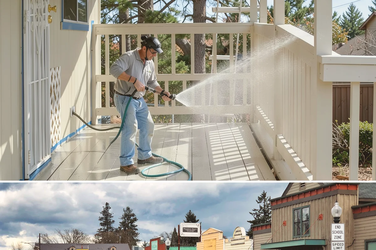 Deck Washing in Roy, Pierce County, WA - Wash decks in early summer so the wood can dry and take a finish before fall.