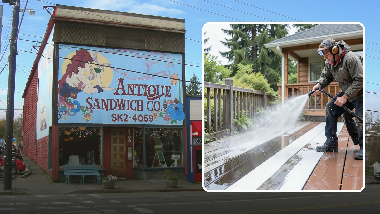 Deck Washing in Ruston, Pierce County, WA - Soft wash decks to lift grey weathering and green growth without gouging the wood.