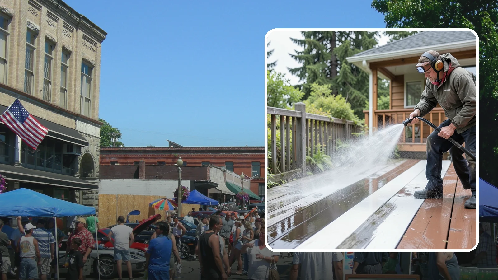 Deck Washing in Snohomish, Snohomish County, WA - Soft wash decks to lift grey weathering and green growth without gouging the wood.