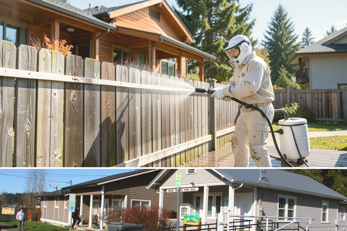 Deck Washing in South Prairie, Pierce County, WA - Wash decks in early summer so the wood can dry and take a finish before fall.