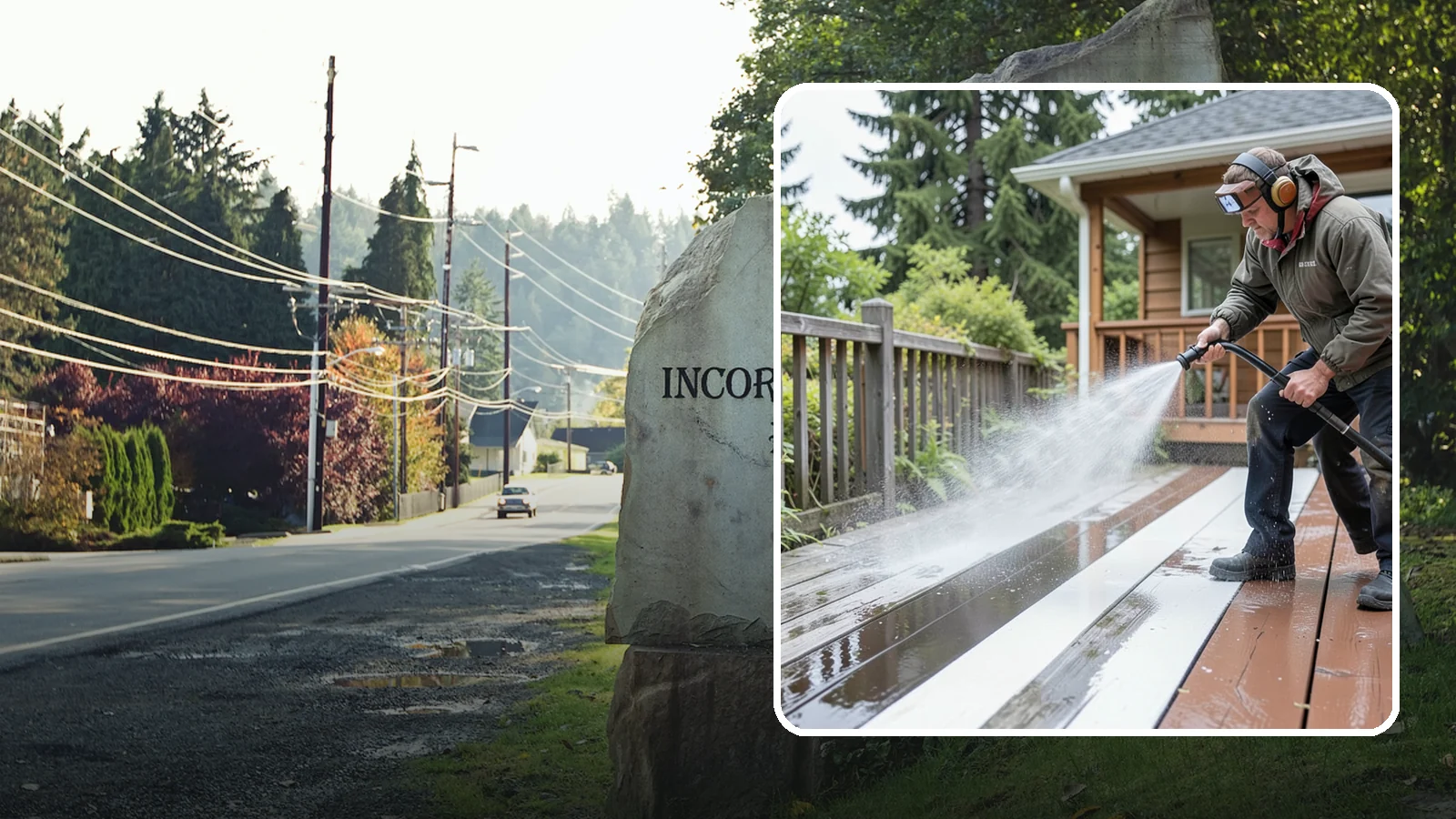 Deck Washing in Wilkeson, Pierce County, WA - Soft wash decks to lift grey weathering and green growth without gouging the wood.