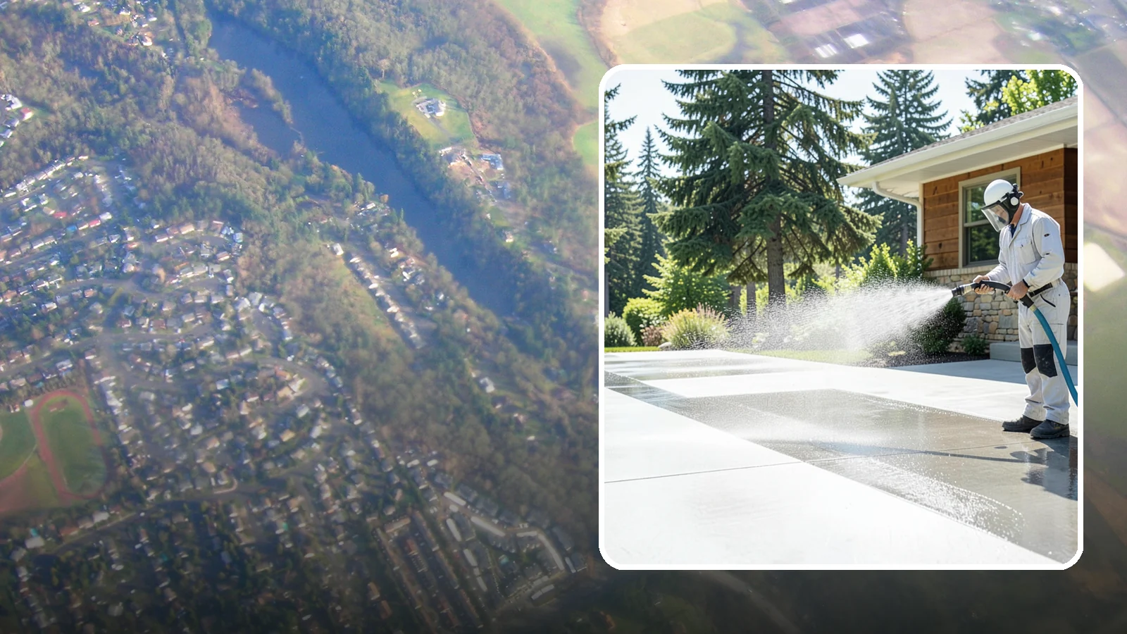 Decorative Concrete Cleaning in Algona, King County, WA - Clean stamped and decorative concrete patios without stripping their color or protective sealer.