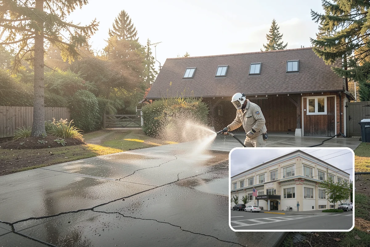 Decorative Concrete Cleaning in Anacortes, Skagit County, WA - Preserves integral color and stamped detail