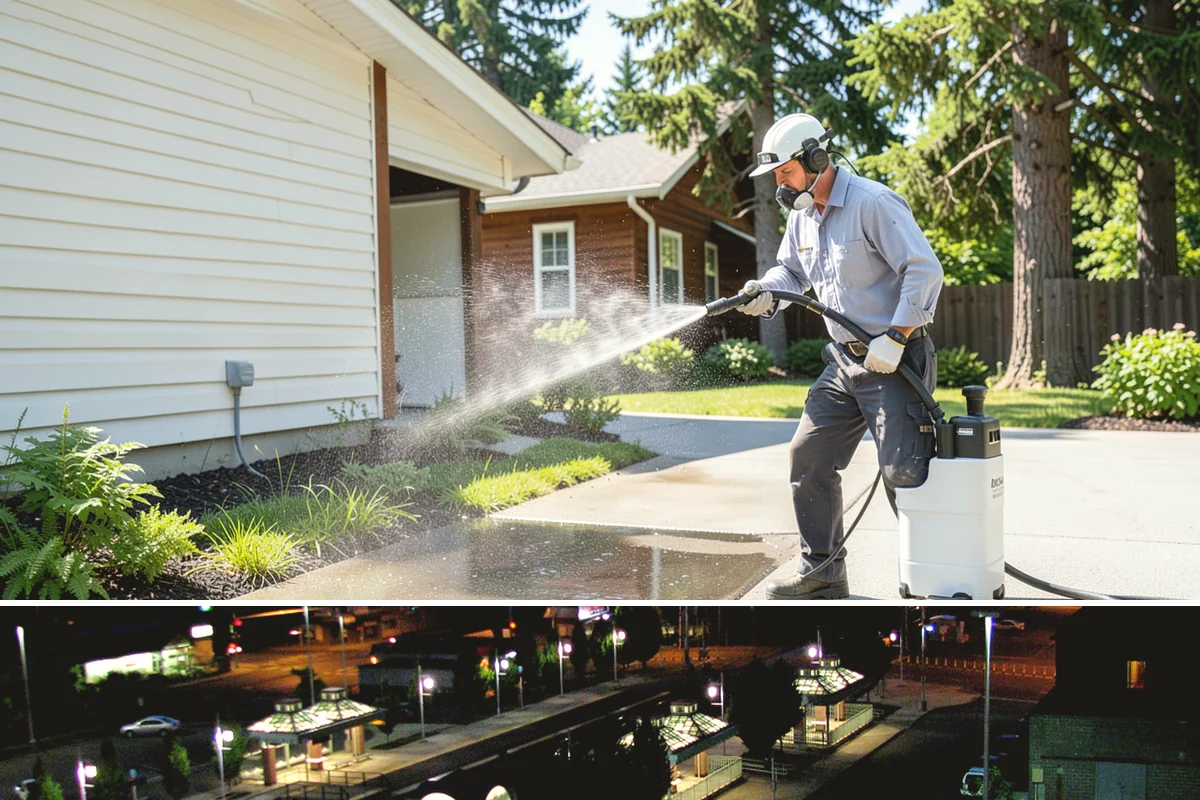 Decorative Concrete Cleaning in Auburn, King County, WA - Decorative concrete cleans and reseals best in dry summer weather for proper sealer cure.