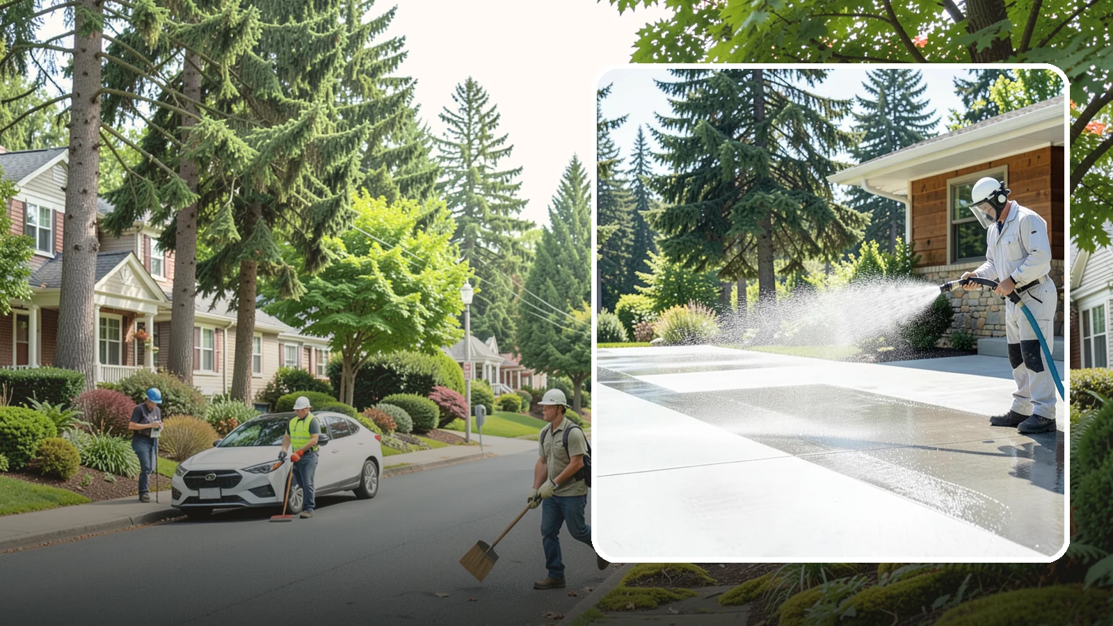Decorative Concrete Cleaning in Beaux Arts Village, King County, WA - Clean stamped and decorative concrete patios without stripping their color or protective sealer.