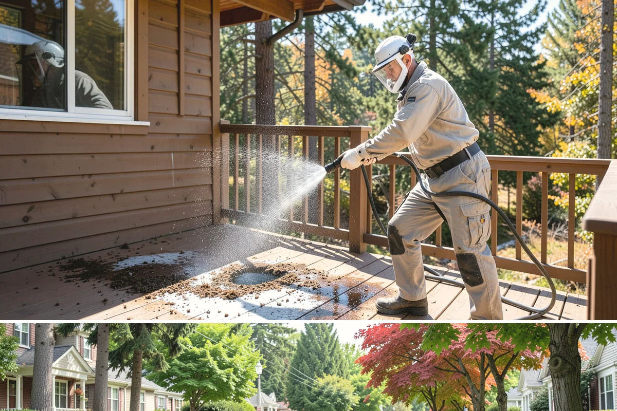 Decorative Concrete Cleaning in Beaux Arts Village, King County, WA - Decorative concrete cleans and reseals best in dry summer weather for proper sealer cure.
