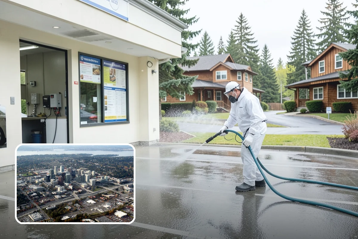 Decorative Concrete Cleaning in Bellevue, King County, WA - Preserves integral color and stamped detail