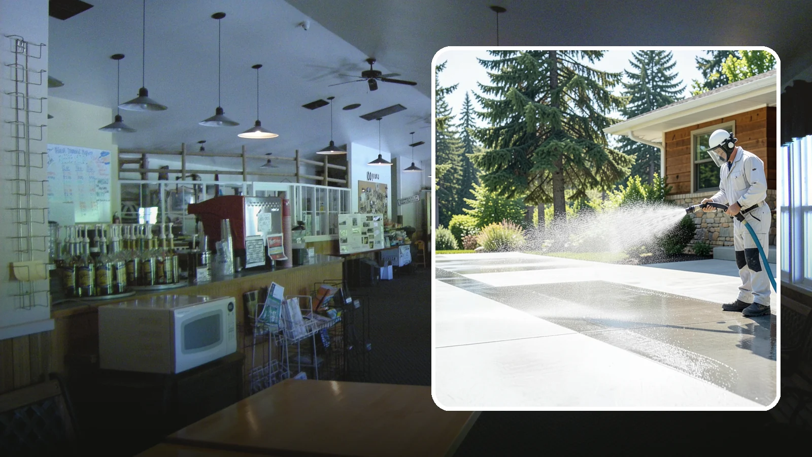 Decorative Concrete Cleaning in Black Diamond, King County, WA - Clean stamped and decorative concrete patios without stripping their color or protective sealer.