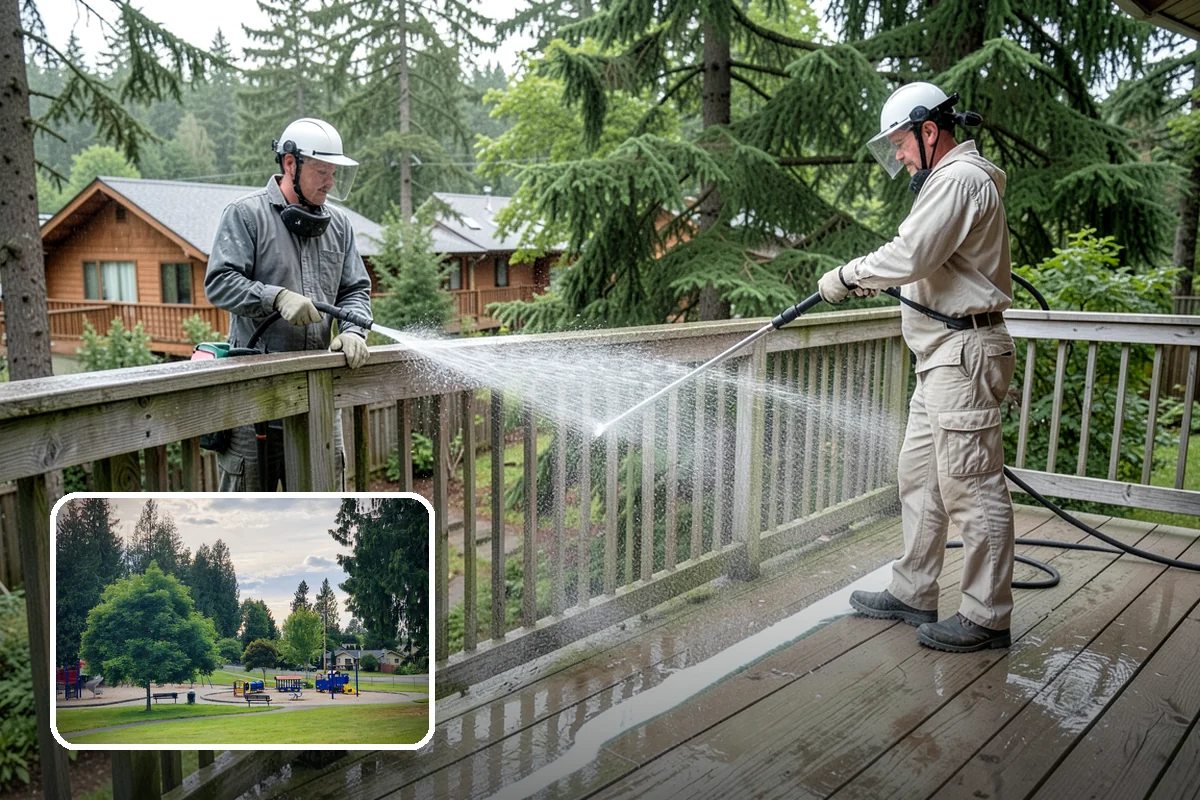 Decorative Concrete Cleaning in Bonney Lake, Pierce County, WA - Preserves integral color and stamped detail