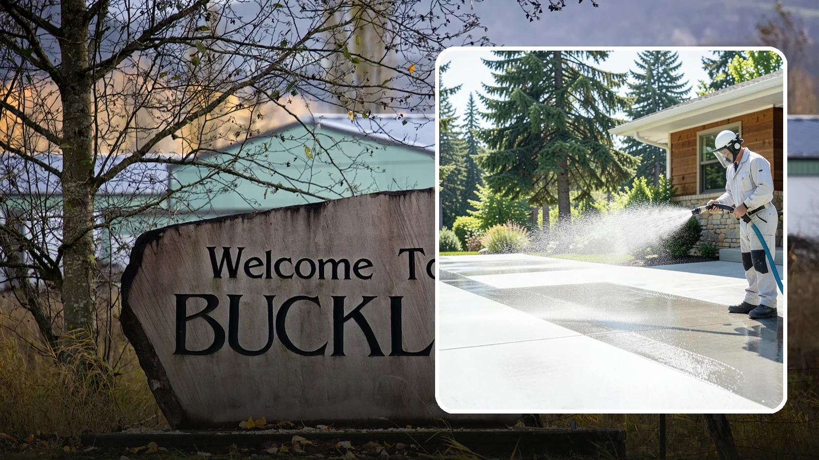 Decorative Concrete Cleaning in Buckley, Pierce County, WA - Clean stamped and decorative concrete patios without stripping their color or protective sealer.