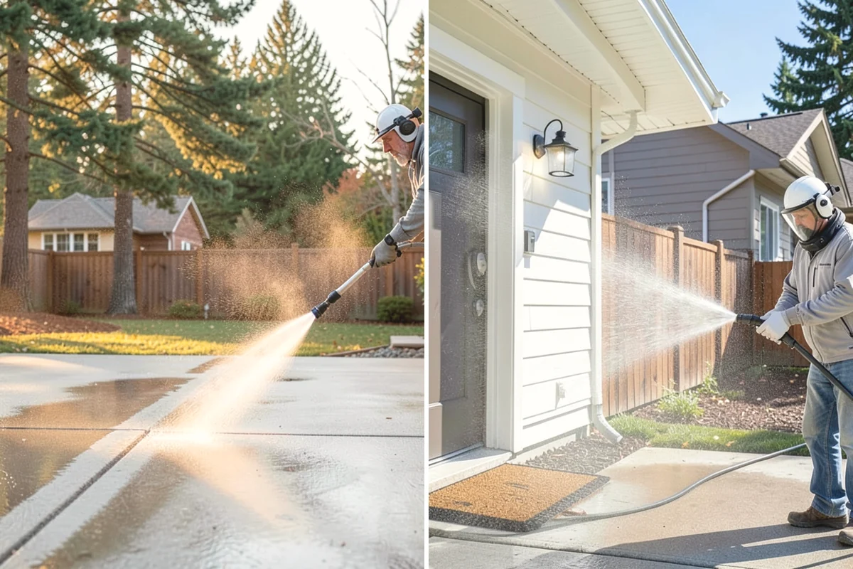 Decorative Concrete Cleaning in Burien, King County, WA - Clear the patio and inspect the sealer condition