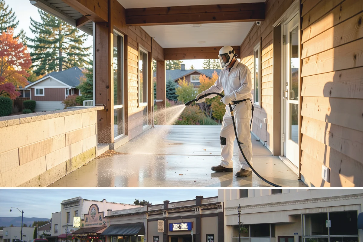 Decorative Concrete Cleaning in Burlington, Skagit County, WA - Decorative concrete cleans and reseals best in dry summer weather for proper sealer cure.