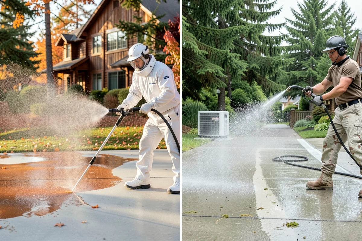 Decorative Concrete Cleaning in Clyde Hill, King County, WA - Clear the patio and inspect the sealer condition