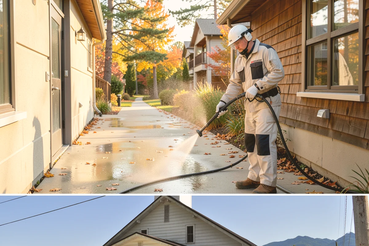 Decorative Concrete Cleaning in Concrete, Skagit County, WA - Decorative concrete cleans and reseals best in dry summer weather for proper sealer cure.