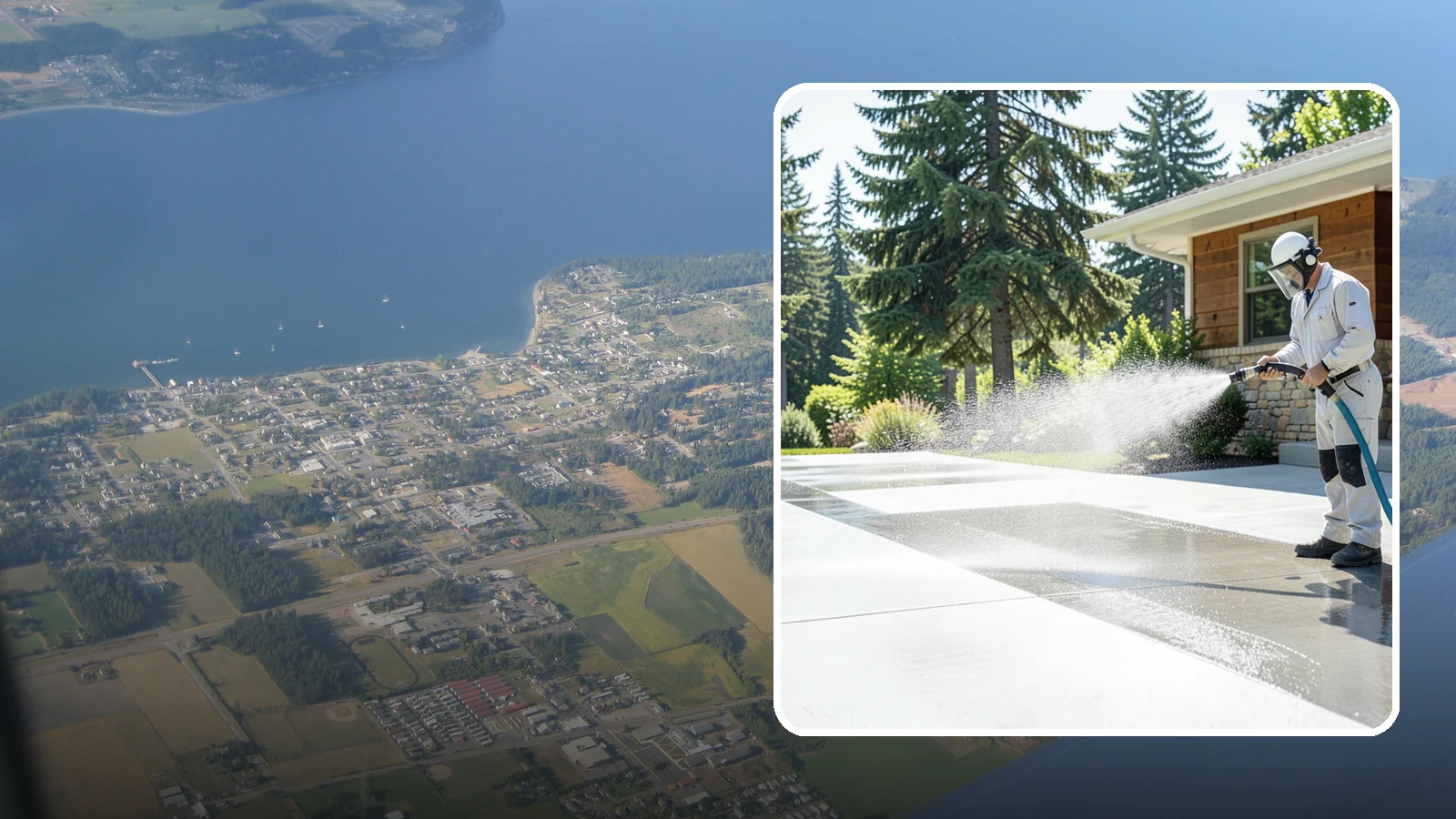 Decorative Concrete Cleaning in Coupeville, Island County, WA - Clean stamped and decorative concrete patios without stripping their color or protective sealer.