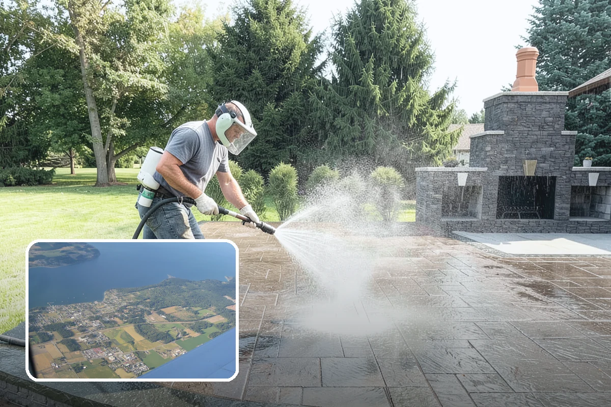 Decorative Concrete Cleaning in Coupeville, Island County, WA - Preserves integral color and stamped detail