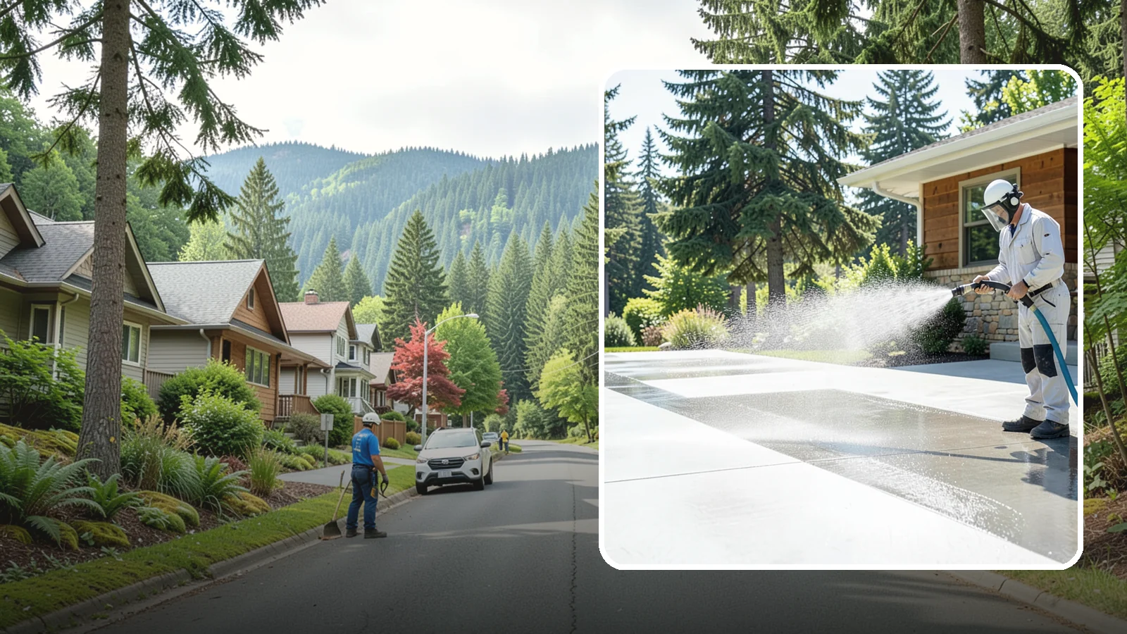Decorative Concrete Cleaning in Darrington, Snohomish County, WA - Clean stamped and decorative concrete patios without stripping their color or protective sealer.