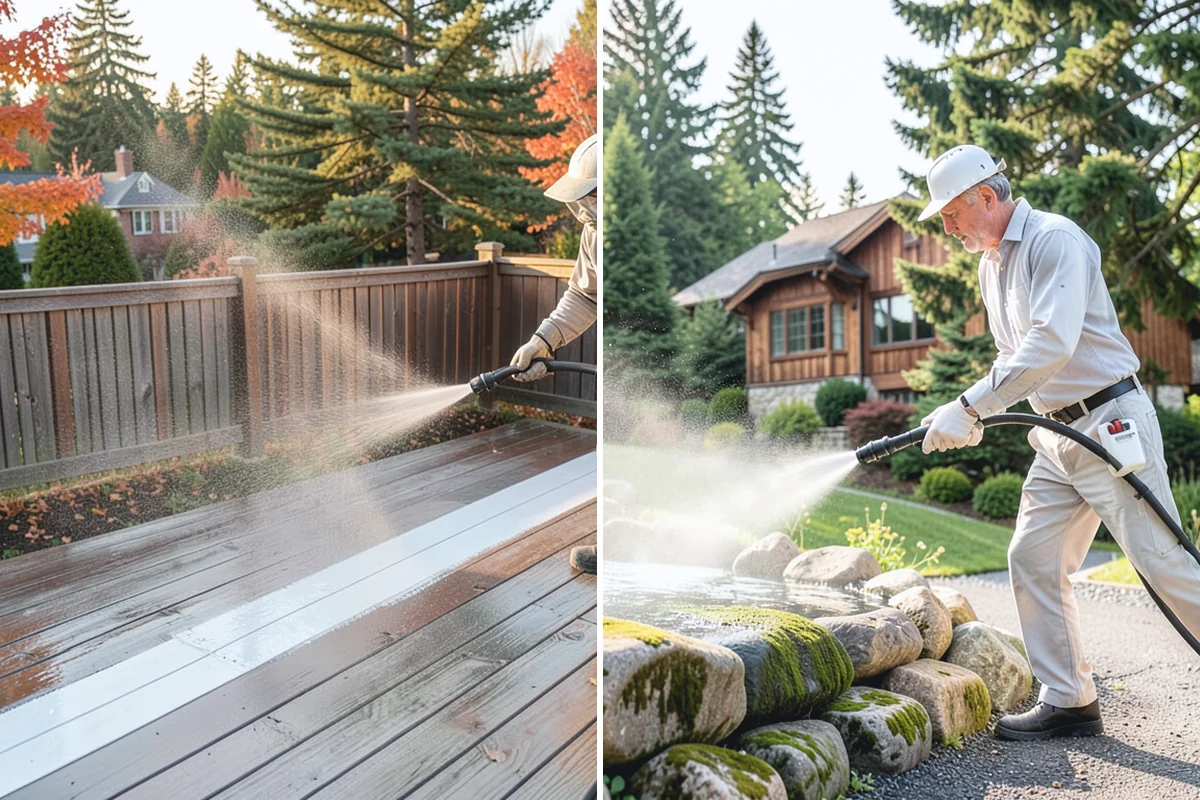 Decorative Concrete Cleaning in Darrington, Snohomish County, WA - Clear the patio and inspect the sealer condition