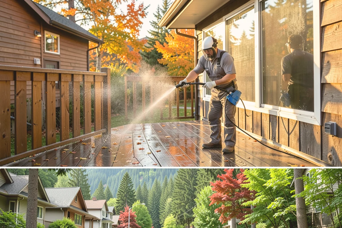 Decorative Concrete Cleaning in Darrington, Snohomish County, WA - Decorative concrete cleans and reseals best in dry summer weather for proper sealer cure.