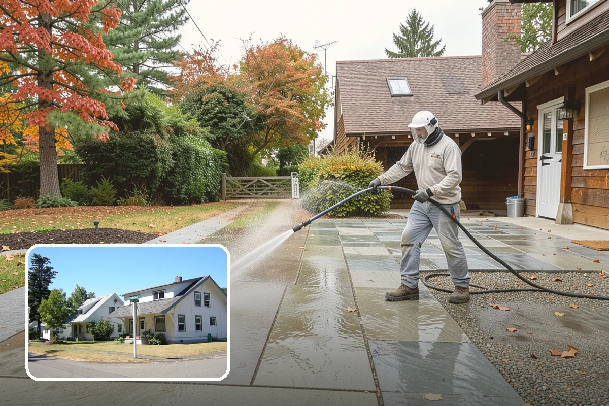 Decorative Concrete Cleaning in DuPont, Pierce County, WA - Preserves integral color and stamped detail