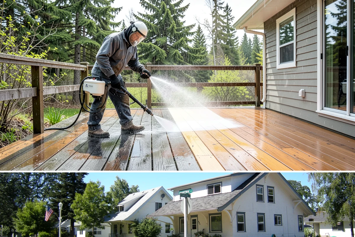 Decorative Concrete Cleaning in DuPont, Pierce County, WA - Decorative concrete cleans and reseals best in dry summer weather for proper sealer cure.