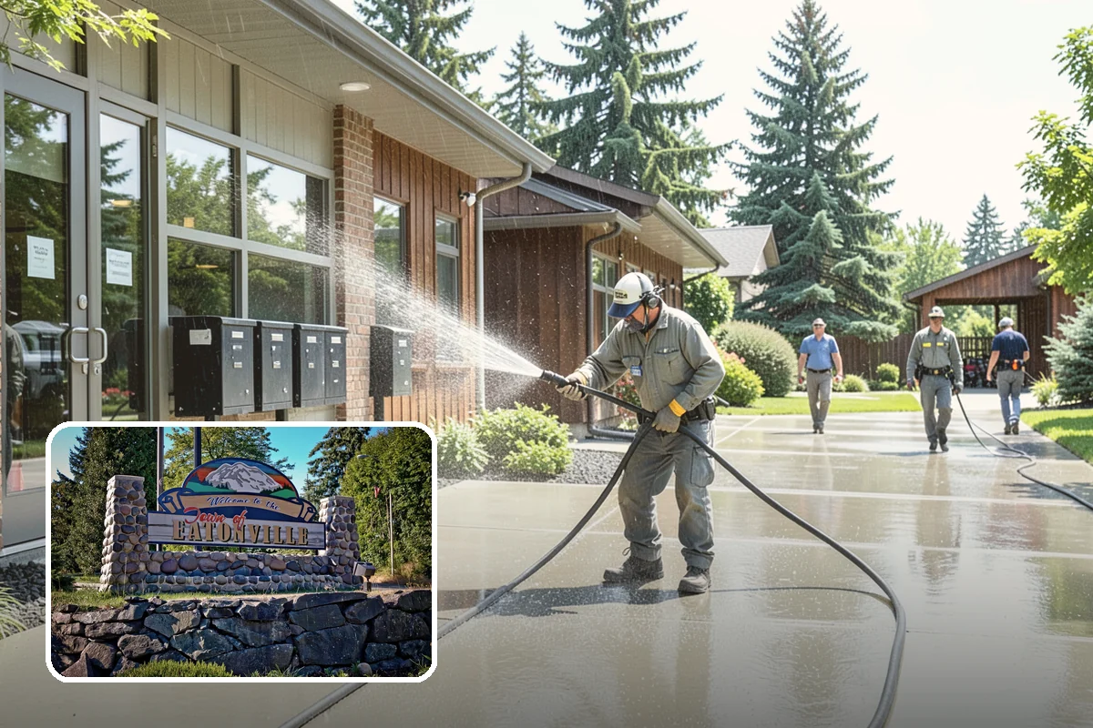 Decorative Concrete Cleaning in Eatonville, Pierce County, WA - Preserves integral color and stamped detail