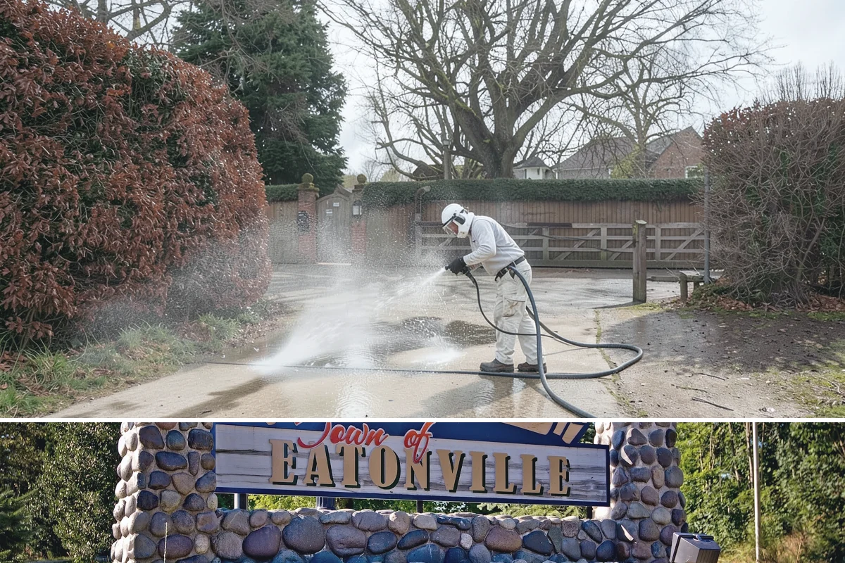 Decorative Concrete Cleaning in Eatonville, Pierce County, WA - Decorative concrete cleans and reseals best in dry summer weather for proper sealer cure.