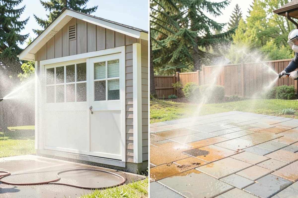 Decorative Concrete Cleaning in Edgewood, Pierce County, WA - Clear the patio and inspect the sealer condition