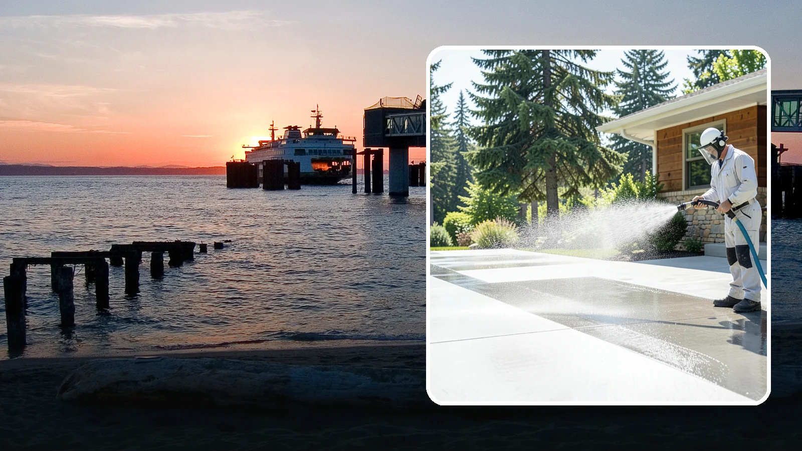Decorative Concrete Cleaning in Edmonds, Snohomish County, WA - Clean stamped and decorative concrete patios without stripping their color or protective sealer.