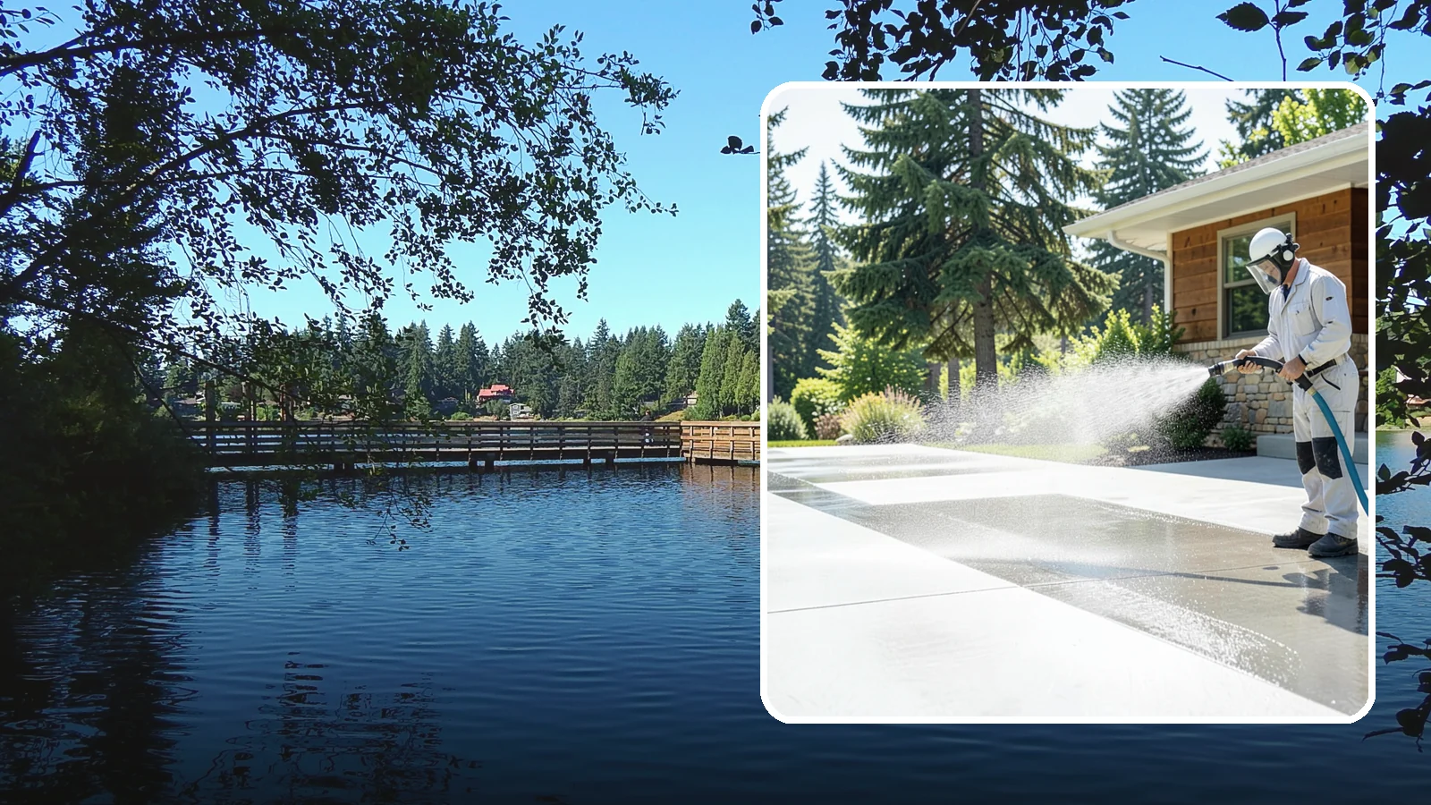 Decorative Concrete Cleaning in Federal Way, King County, WA - Clean stamped and decorative concrete patios without stripping their color or protective sealer.