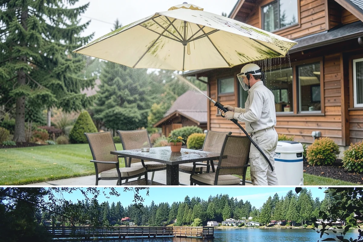 Decorative Concrete Cleaning in Federal Way, King County, WA - Decorative concrete cleans and reseals best in dry summer weather for proper sealer cure.