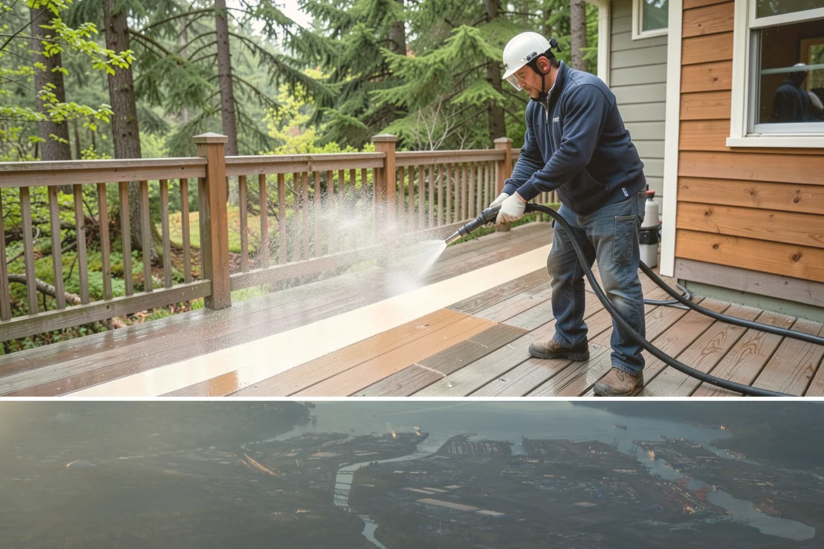 Decorative Concrete Cleaning in Fife, Pierce County, WA - Decorative concrete cleans and reseals best in dry summer weather for proper sealer cure.