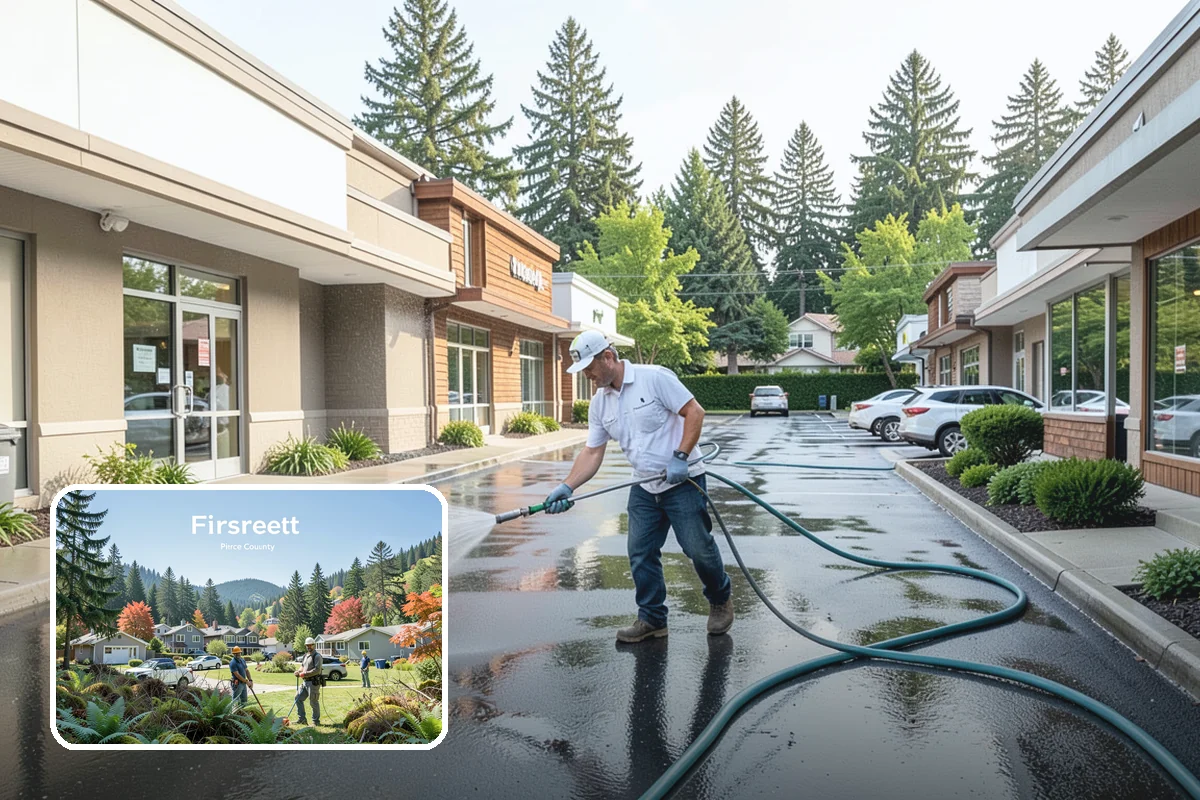 Decorative Concrete Cleaning in Fircrest, Pierce County, WA - Preserves integral color and stamped detail