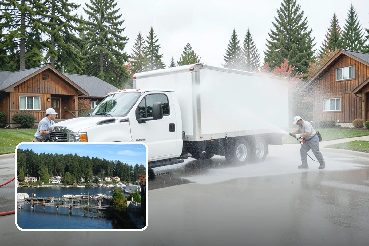 Decorative Concrete Cleaning in Gig Harbor, Pierce County, WA - Preserves integral color and stamped detail