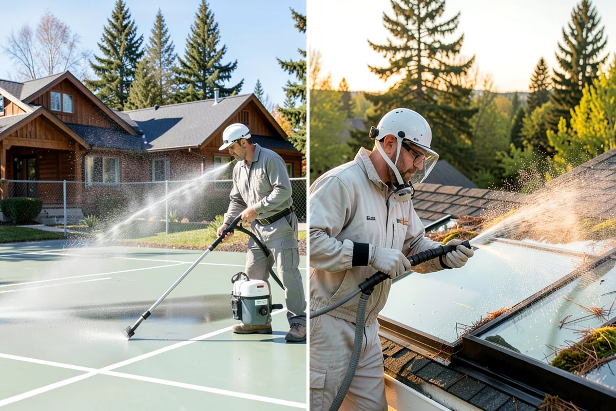 Decorative Concrete Cleaning in Gig Harbor, Pierce County, WA - Clear the patio and inspect the sealer condition