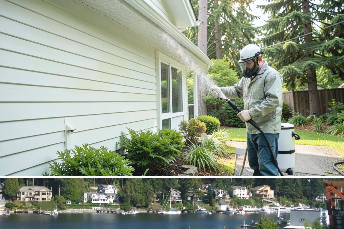 Decorative Concrete Cleaning in Gig Harbor, Pierce County, WA - Decorative concrete cleans and reseals best in dry summer weather for proper sealer cure.