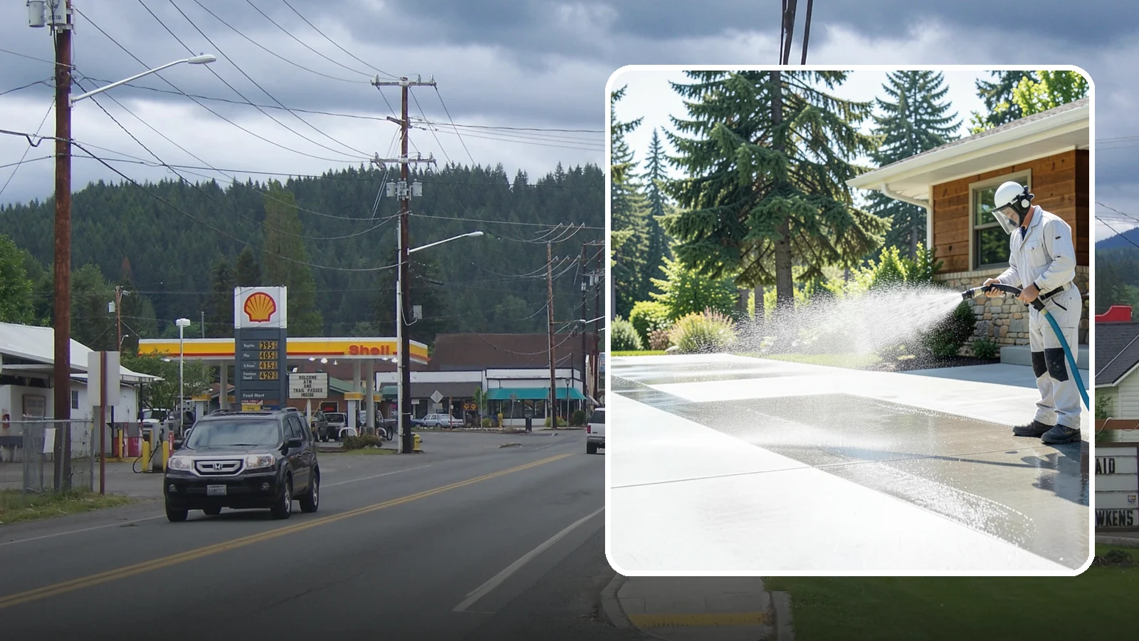 Decorative Concrete Cleaning in Granite Falls, Snohomish County, WA - Clean stamped and decorative concrete patios without stripping their color or protective sealer.