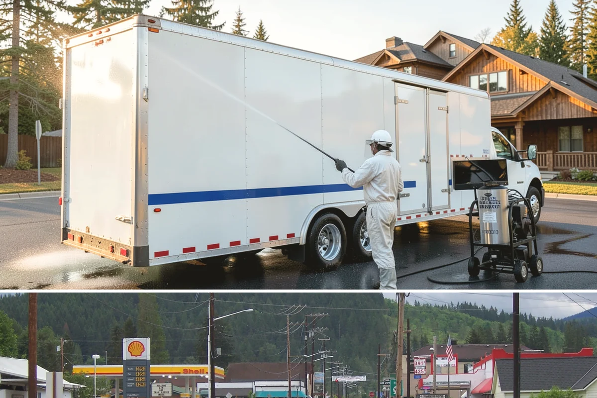 Decorative Concrete Cleaning in Granite Falls, Snohomish County, WA - Decorative concrete cleans and reseals best in dry summer weather for proper sealer cure.