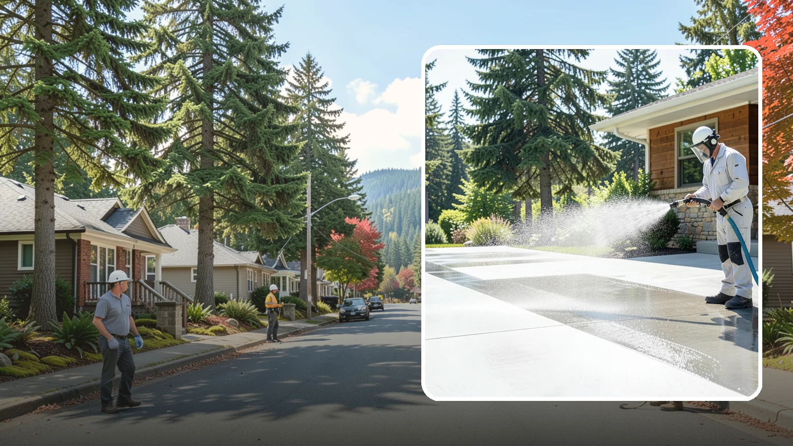 Decorative Concrete Cleaning in Hunts Point, King County, WA - Clean stamped and decorative concrete patios without stripping their color or protective sealer.