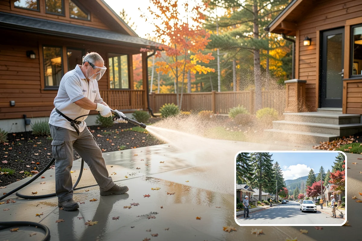 Decorative Concrete Cleaning in Hunts Point, King County, WA - Preserves integral color and stamped detail