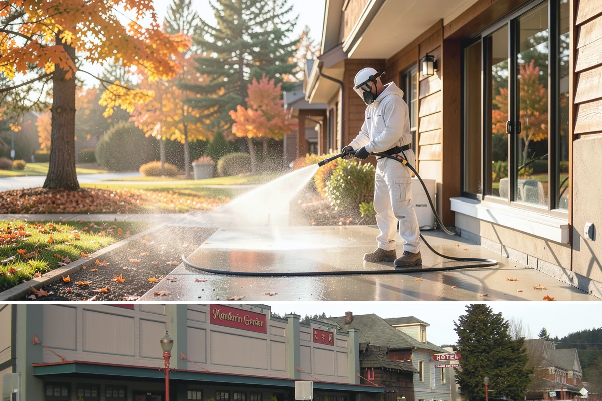Decorative Concrete Cleaning in Issaquah, King County, WA - Decorative concrete cleans and reseals best in dry summer weather for proper sealer cure.
