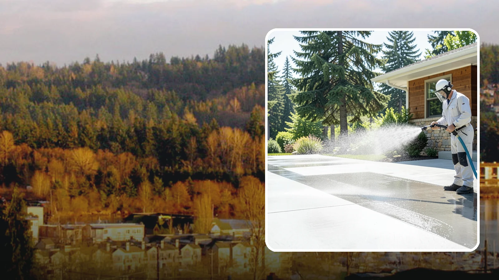 Decorative Concrete Cleaning in Kenmore, King County, WA - Clean stamped and decorative concrete patios without stripping their color or protective sealer.