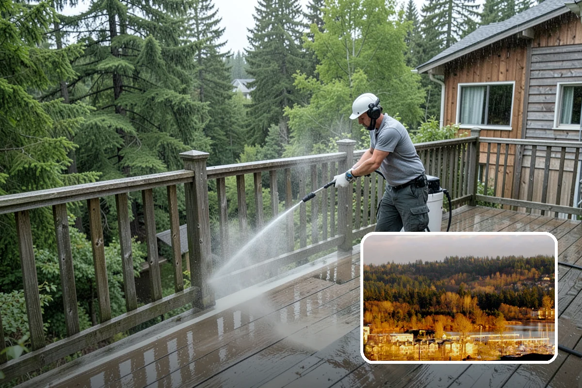 Decorative Concrete Cleaning in Kenmore, King County, WA - Preserves integral color and stamped detail