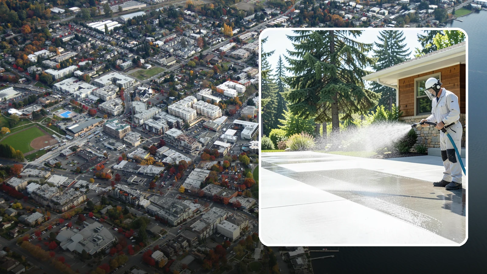 Decorative Concrete Cleaning in Kirkland, King County, WA - Clean stamped and decorative concrete patios without stripping their color or protective sealer.