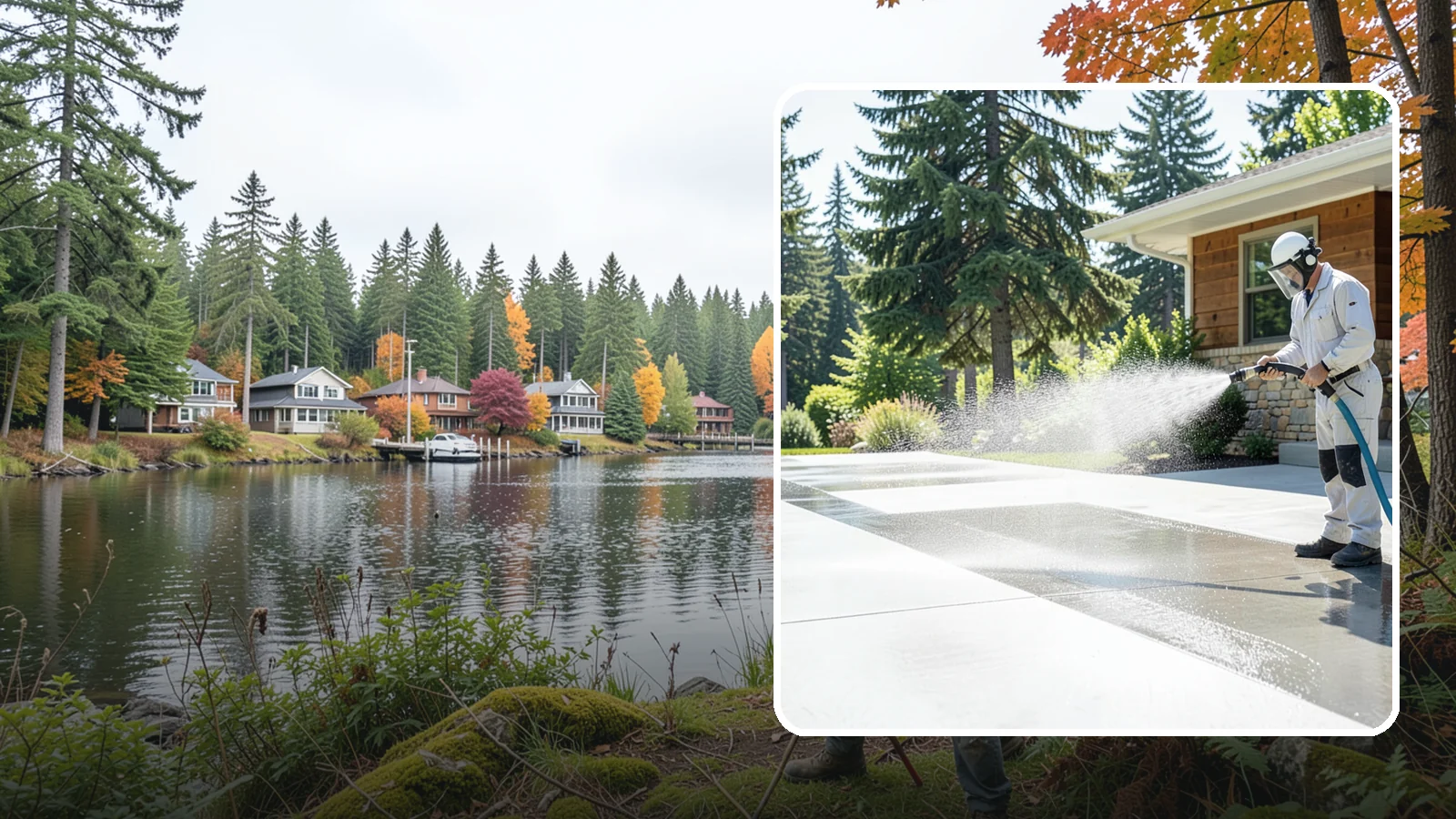 Decorative Concrete Cleaning in La Conner, Skagit County, WA - Clean stamped and decorative concrete patios without stripping their color or protective sealer.
